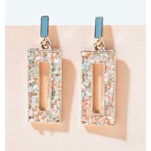 Stone Rectangle Drop Earrings